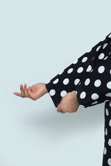 Plum Digital Lawn Black Colour Printed Off White Dots  With Fabric Loops & Buttons On 2 Pc stitched suit for Girl