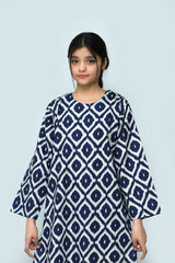 Plum Digital Lawn White Colour Printed Blue Patterns On 2 Pc stitched suit for Girls.