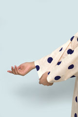 Plum Digital Lawn Off White Colour Printed Blue Dots on 2 Pc stitched suit for Girls.