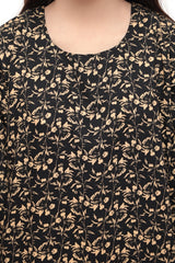 Plum Premium Marina Black  Colour Printed Golden Flowers On 2 pc Stitched suit For Girls