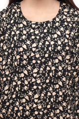 Plum Premium Marina Black Colour Printed Off White Flowers On 2 pc Stitched suit For Girls