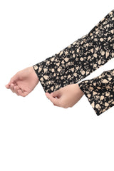 Plum Premium Marina Black Colour Printed Off White Flowers On 2 pc Stitched suit For Girls