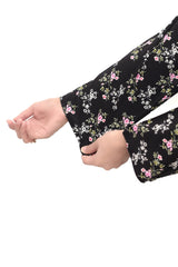 Plum Premium Marina Black Colour Printed Purple White Green Flowers On 2 pc Stitched suit For Girls