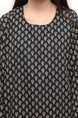 Plum Premium Marina Black Colour Printed White Motifz On 2 pc Stitched suit For Girls