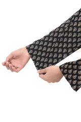 Plum Premium Marina Black Colour Printed White Motifz On 2 pc Stitched suit For Girls