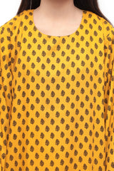 Plum Premium Marina Mustand Colour Printed Black Motifz On 2 pc Stitched suit For Girls