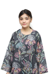 Plum Doriya Lawn Printed Pink Sky Blue Green Flowers On 2 Pc stitched suit for Girls.