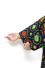 Plum Doriya Lawn Black Colour Printed Yellow Green Rust Patterns On 2 Pc stitched suit for Girls