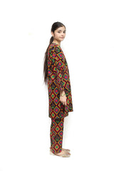 Plum Lawn Printed Multi Colored Patterns On 2 Pc stitched suit for Girls