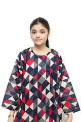Plum Digital Lawn Black Color Printed White Red Patterns On 2 Pc stitched suit for Girls