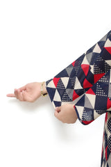 Plum Digital Lawn Black Color Printed White Red Patterns On 2 Pc stitched suit for Girls