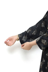 Plum Digital Lawn Black Colour Printed White & Olive Flowers with Fabric Loops & Buttons On 2 Pc stitched suit for Girls.