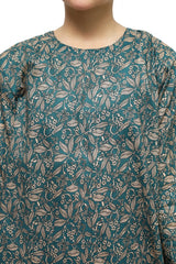 Plum Digital Lawn Green Colour Printed Beige Flowers On 2 Pc stitched suit for Girls.