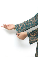 Plum Digital Lawn Green Colour Printed Beige Flowers On 2 Pc stitched suit for Girls.