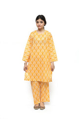 Plum Digital Lawn Yellow Colour Printed White Red Flowers On 2 Pc stitched suit for Girls.