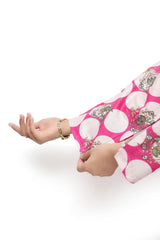 Plum Digital Lawn Pink Colour Printed Beige Green Flowers On 2 Pc stitched suit for Girls.