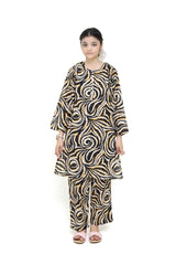 Plum Digital Lawn Printed White Black & Yellow Patterns with White buttons On 2 Pc stitched suit for Girls.