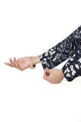 Plum Digital Lawn Black Colour Printed White Flowers On 2 Pc stitched suit for Girls