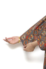 Plum Digital Lawn Yellow Red White Multi-Coloured  Patterns On 2 Pc stitched suit for Girls.