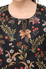 Plum Digital Lawn Black Colour Printed Green Red Yellow Flowers On 2 pc stitched suit For Girls.