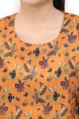 Plum Digital Lawn Mustard Colour Printed Red Olive Biege Flowers On 2 pc stitched suit For Girls.