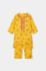 Plum Premium Lawn Yellow Printed Embroidered Pink 2 pc suit For Girls.