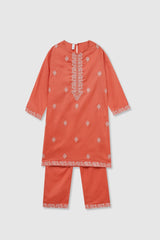 Plum Premium 100% Pure Cotton Lawn Coral Embroidered 2 pc suit For Girls.