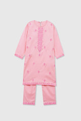 Plum Premium 100% Pure Cotton Lawn Light Pink Embroidered 2 pc suit For Girls.