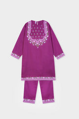 Plum Premium Khaddar Purple Colour Embroidered Purple 2 pc suit For Girls.