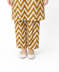 Plum Digital Lawn Mustard Off White Patterns On 2 Pc Stitched Suit for Girl's.