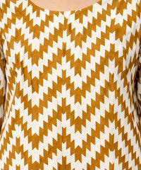 Plum Digital Lawn Mustard Off White Patterns On 2 Pc Stitched Suit for Girl's.