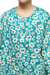 Plum Digital Lawn Sea Green Colour Printed White Flowers On 2 Pc stitched suit for Girls.