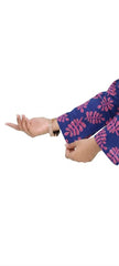 Plum Digital Lawn Blue Colour printed Pink Flowers With Pink Buttons On 2 Pc stitched suit for Girls