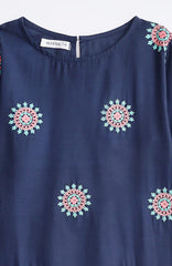 Aleena Premium Quality Cotton Zinc Blue Embroidered 2 pc suit For Girls.