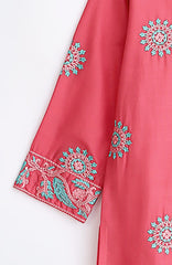 Aleena Premium Quality Cotton Pink Punch Embroidered 2 pc suit For Girls.