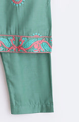 Aleena Premium Quality Cotton Turquoise Green Embroidered 2 pc suit For Girls.