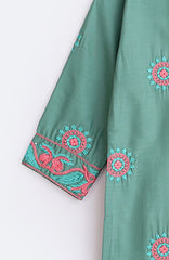 Aleena Premium Quality Cotton Turquoise Green Embroidered 2 pc suit For Girls.