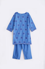 Aleena Premium Quality Cotton True Blue Embroidered 2 pc suit For Girls