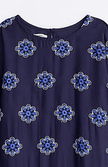 Aleena Premium Cotton Navy Blue Embroidered 2 pc suit For Girls.