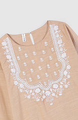 Plum Premium Khaddar Beige Embroidered 2 pc suit For Girls.