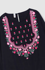 Plum Premium Khaddar Black Colour Embroidered Pink 2 pc suit For Girls.