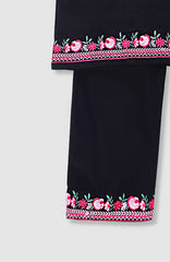 Plum Premium Khaddar Black Colour Embroidered Pink 2 pc suit For Girls.