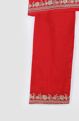 Plum Premium Quality Khaddar Red Embroidered 2 pc suit For Girls.