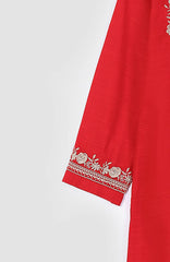 Plum Premium Quality Khaddar Red Embroidered 2 pc suit For Girls.