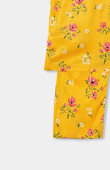 Plum Premium Lawn Yellow Printed Embroidered Pink 2 pc suit For Girls.