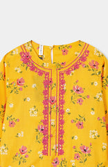 Plum Premium Lawn Yellow Printed Embroidered Pink 2 pc suit For Girls.