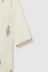 Plum Premium 100% Pure Cotton Lawn Off White Embroidered 2 pc suit For Girls.