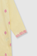 Plum Premium 100% Pure Cotton Lawn Yellow Embroidered 2 pc suit For Girls.