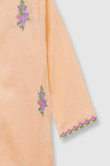 Plum Premium 100% Pure Cotton Lawn Peach Embroidered 2 pc suit For Girls.