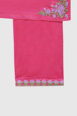 Plum Premium 100% Pure Cotton Lawn Dark Pink Embroidered 2 pc suit For Girls.